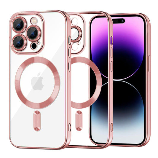 MagSafe Case for Apple iPhone 14 Pro Max, Techsuit, Luxury Crystal, Pink