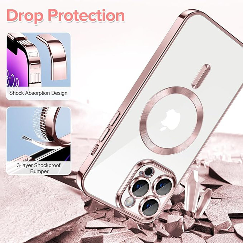 MagSafe-Hülle für Apple iPhone 14 Pro Max, Techsuit, Luxury Crystal, Rosa