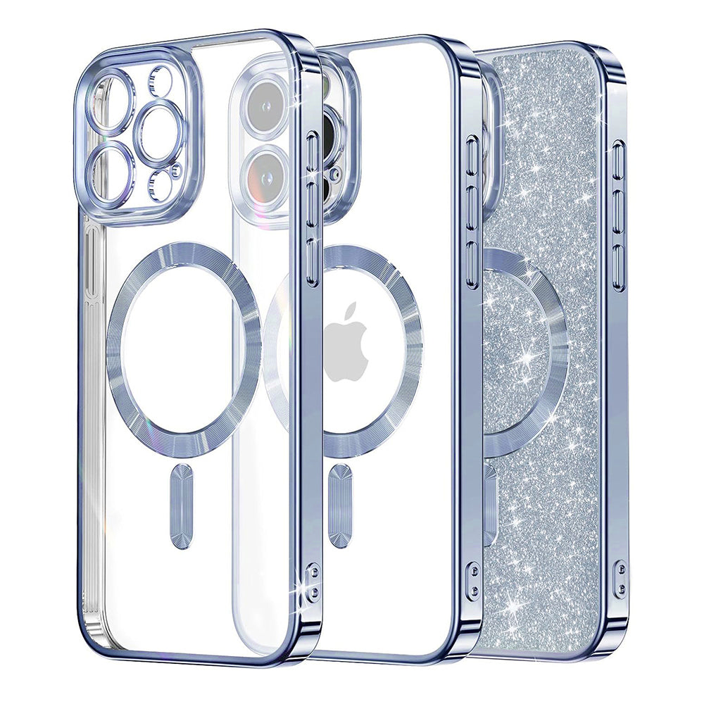 MagSafe-Hülle für Apple iPhone 14 Pro Max, Techsuit, Luxury Glitter, Blau