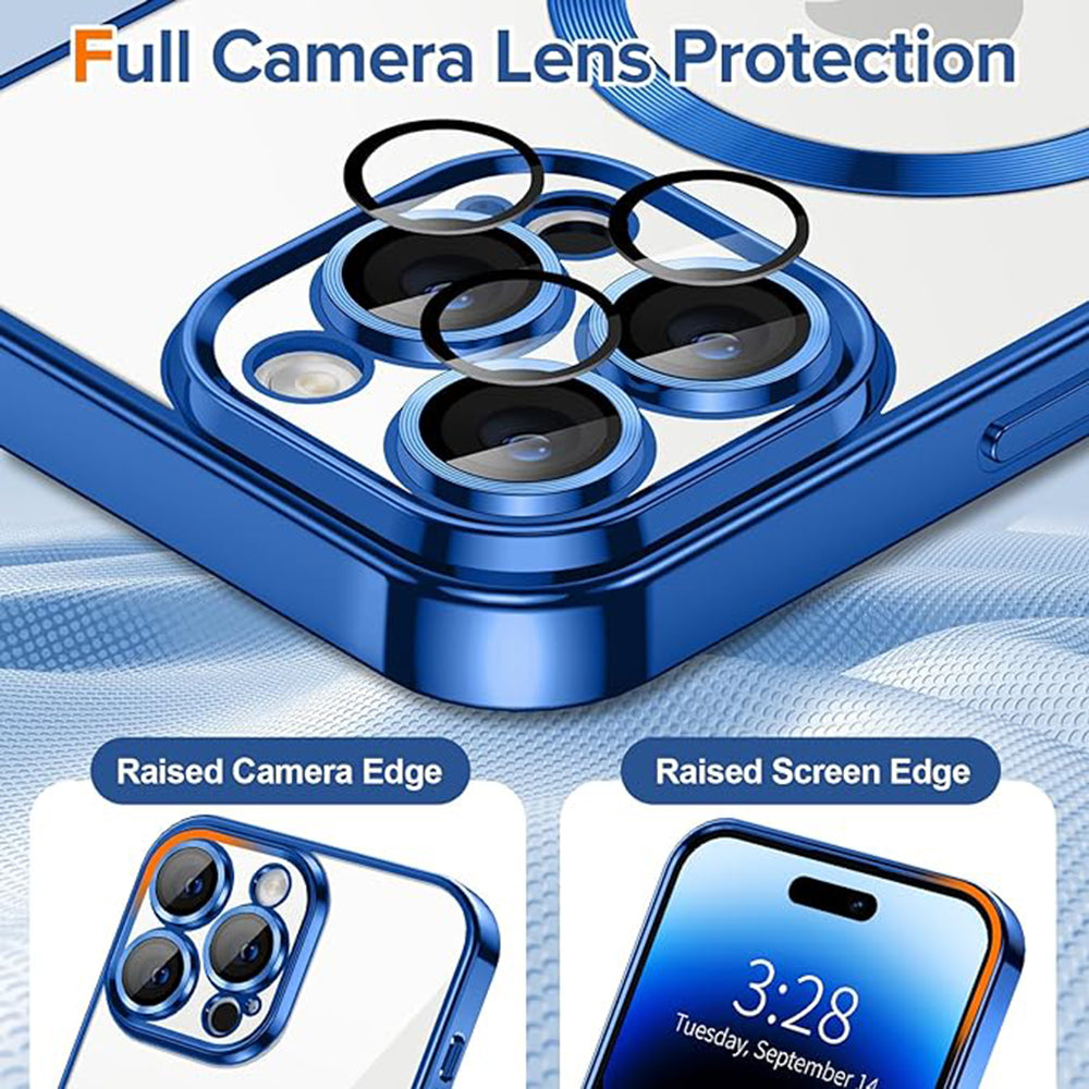 MagSafe-Hülle für Apple iPhone 14 Pro, Techsuit, Luxury Crystal, Dunkelblau