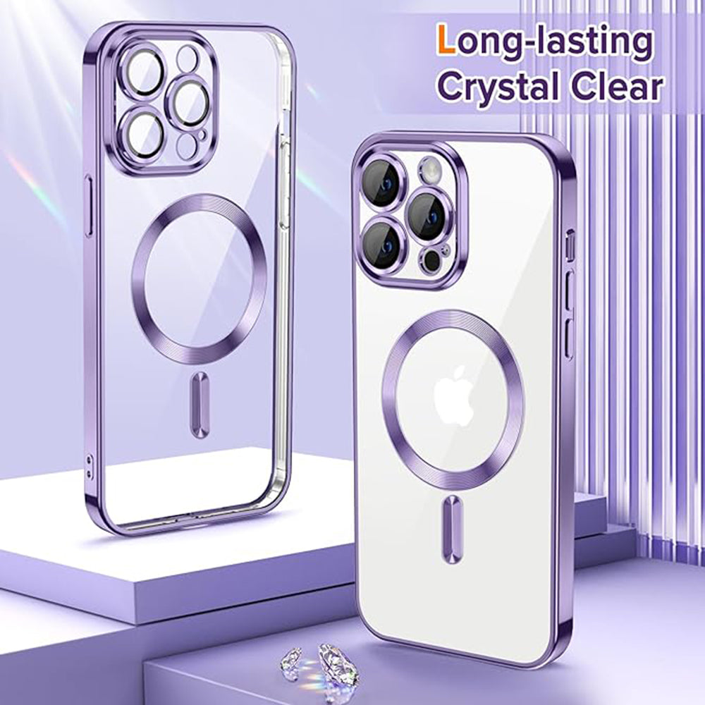 MagSafe-Hülle für Apple iPhone 14 Pro, Techsuit, Luxury Crystal, Hellviolett