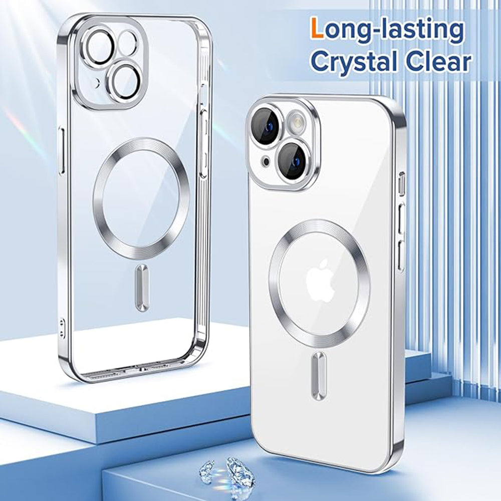 MagSafe-Hülle für Apple iPhone 14, Techsuit, Luxury Crystal, Silber