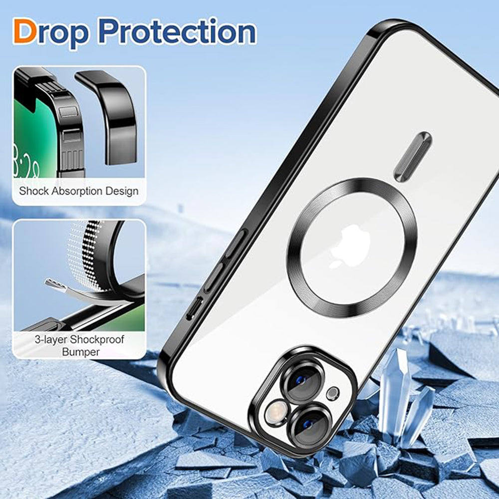 MagSafe Case for Apple iPhone 14, Techsuit, Luxury Crystal, Black