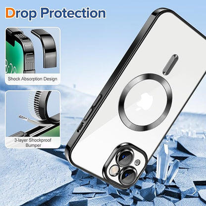 MagSafe Case for Apple iPhone 14, Techsuit, Luxury Crystal, Black