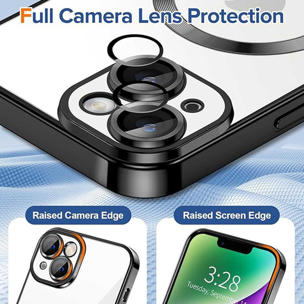 MagSafe Case for Apple iPhone 14, Techsuit, Luxury Crystal, Black