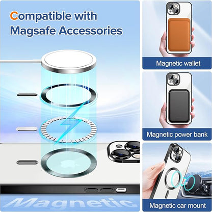 MagSafe Case for Apple iPhone 14, Techsuit, Luxury Crystal, Black