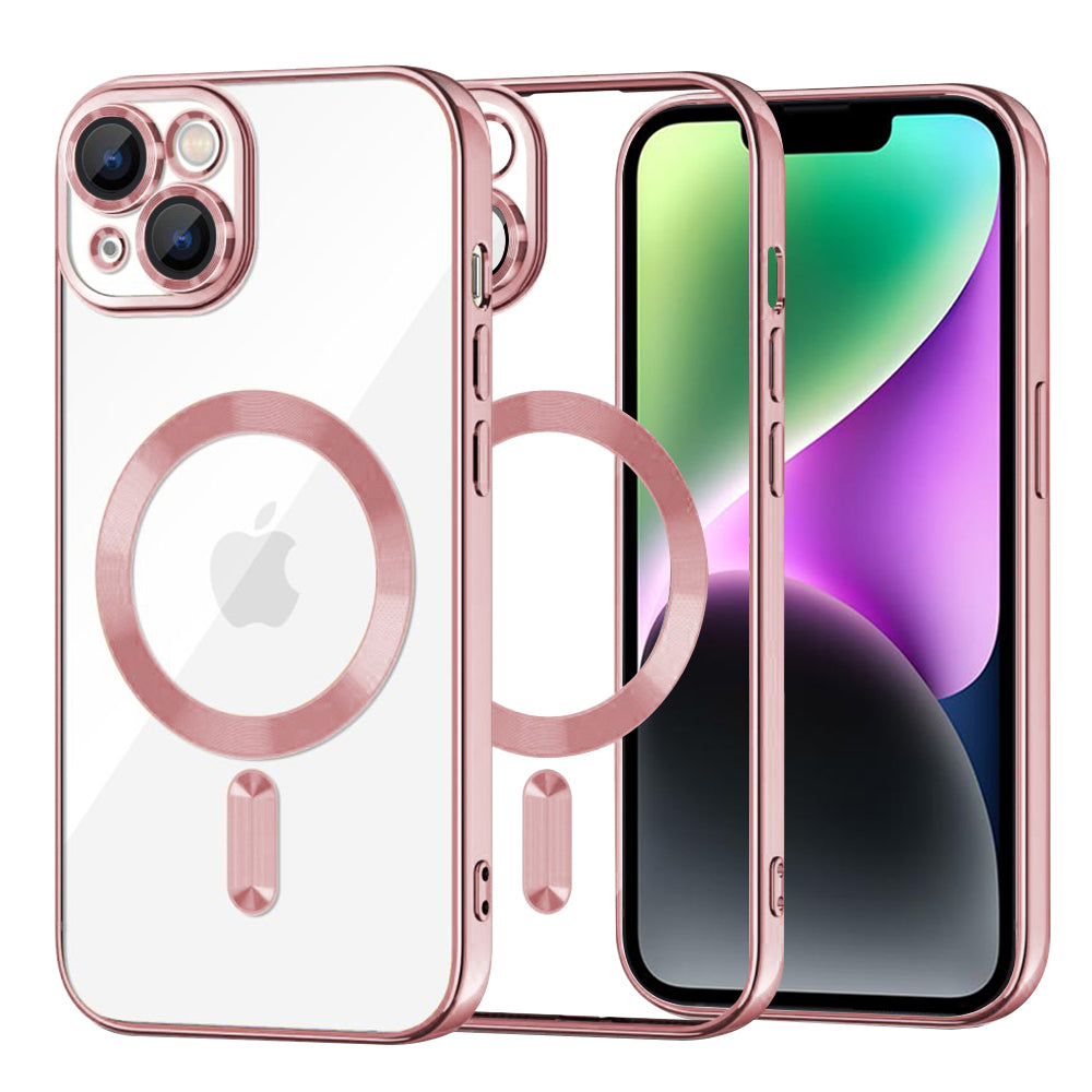 MagSafe-Hülle für Apple iPhone 14, Techsuit, Luxury Crystal, Rosa
