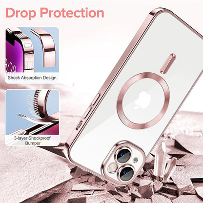 MagSafe-Hülle für Apple iPhone 14, Techsuit, Luxury Crystal, Rosa