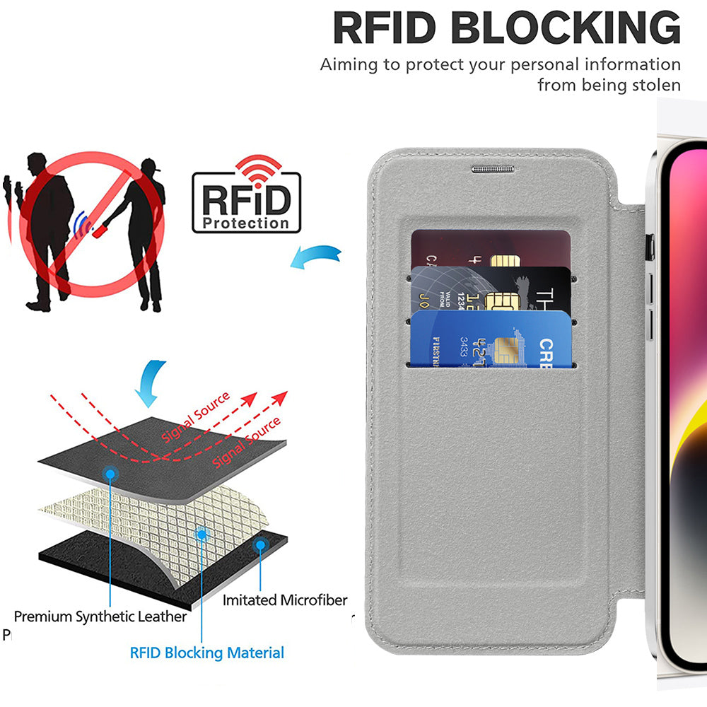 MagSafe-Hülle für Apple iPhone 14, Techsuit, SmartMag Book, Grau