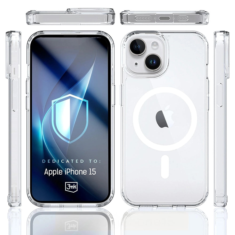 MagSafe-Hülle für Apple iPhone 15, 3MK, Armor MagCase, Transparent