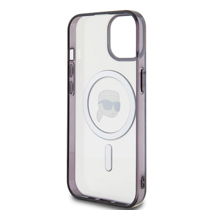 MagSafe Case for Apple iPhone 15, Karl Lagerfeld, IML Karl's Head, Transparent