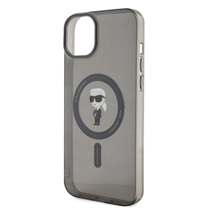 MagSafe Hülle für Apple iPhone 15 Plus, Karl Lagerfeld, IML Ikonik Karl, Schwarz