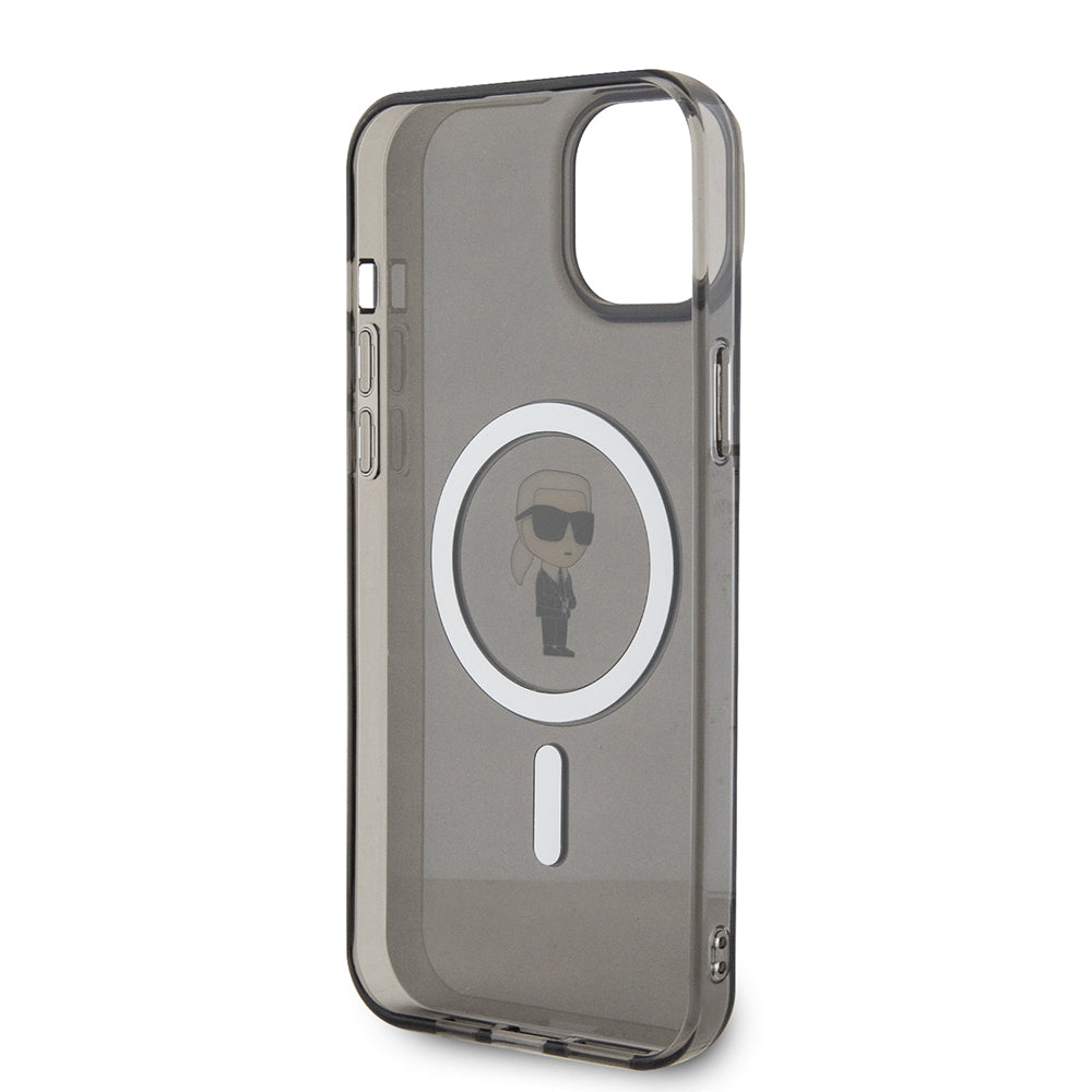 MagSafe Hülle für Apple iPhone 15 Plus, Karl Lagerfeld, IML Ikonik Karl, Schwarz