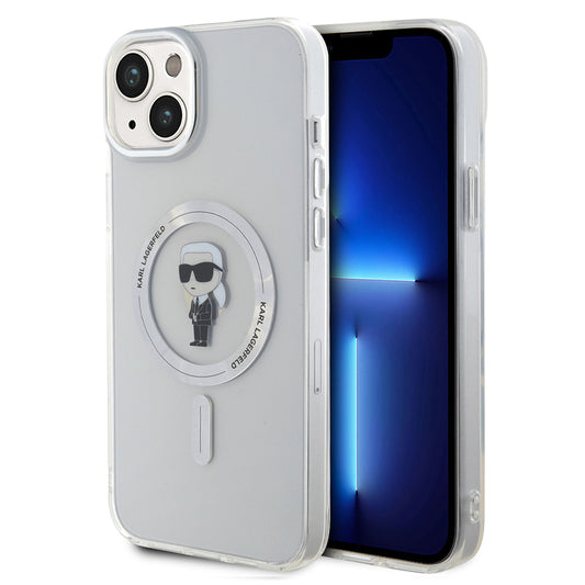 MagSafe Hülle für Apple iPhone 15 Plus, Karl Lagerfeld, IML Ikonik Karl, Transparent