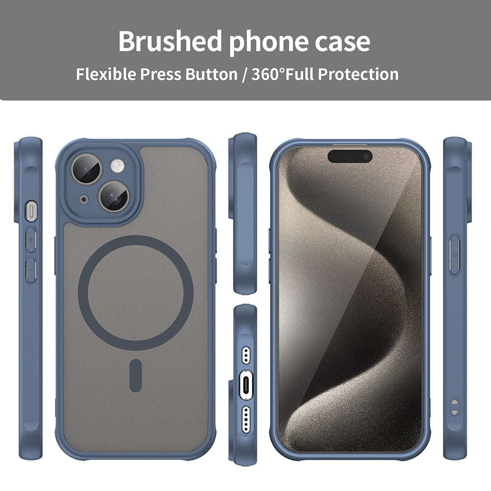 MagSafe-Hülle für Apple iPhone 15 Plus, Techsuit, HaloFrost II, Marineblau