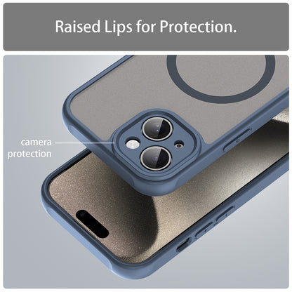 MagSafe-Hülle für Apple iPhone 15 Plus, Techsuit, HaloFrost II, Marineblau
