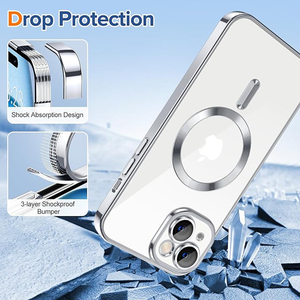 MagSafe-Hülle für Apple iPhone 15 Plus, Techsuit, Luxury Crystal, Hellgrün