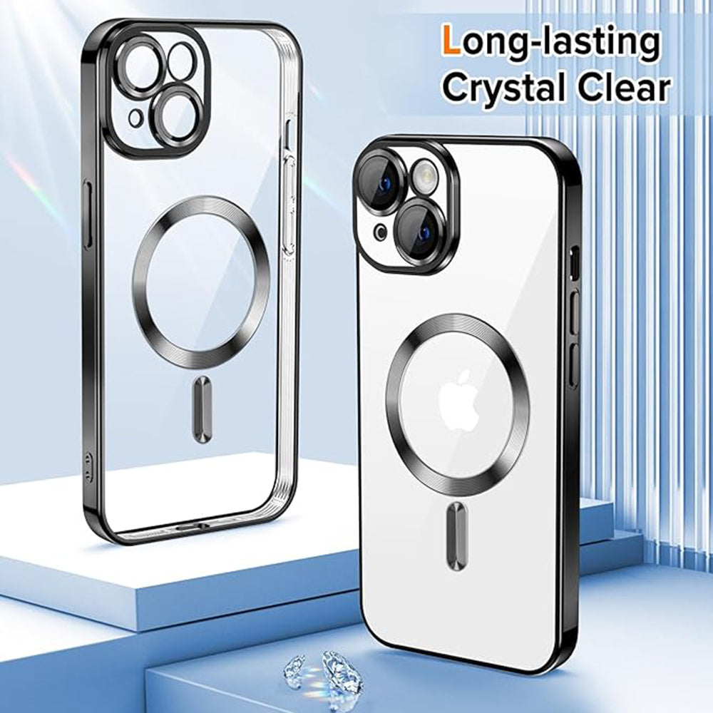 MagSafe-Hülle für Apple iPhone 15 Plus, Techsuit, Luxury Crystal, Hellgrün