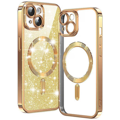 MagSafe-Hülle für Apple iPhone 15 Plus, Techsuit, Luxury Glitter, Gold