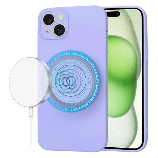 MagSafe-Hülle für Apple iPhone 15 Plus, Techsuit, SoftFlex, Hellviolett
