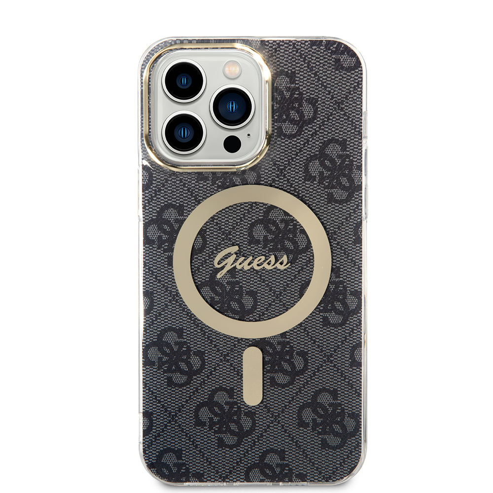 MagSafe Hülle für Apple iPhone 15 Pro, Guess, 4G IML, Schwarz GUHMP15LH4STK