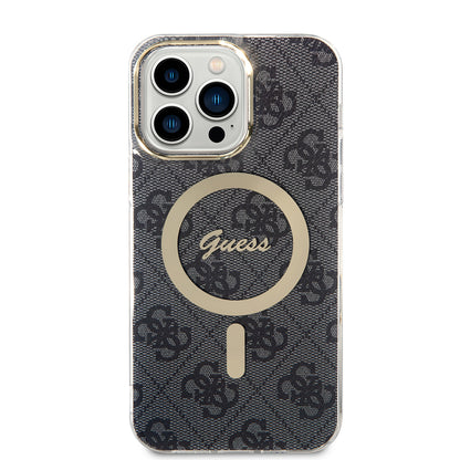 MagSafe Hülle für Apple iPhone 15 Pro, Guess, 4G IML, Schwarz GUHMP15LH4STK