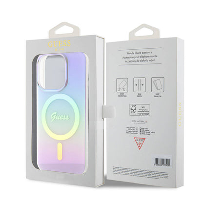 MagSafe Hülle für Apple iPhone 15 Pro, Guess, IML Iridescent, Lila
