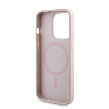 MagSafe Hülle für Apple iPhone 15 Pro, Guess, Powerbank 4G Metal Logo, Rosa