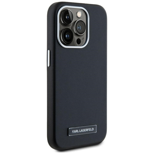 MagSafe Hülle für Apple iPhone 15 Pro, Karl Lagerfeld, FW Metal Plate, Schwarz