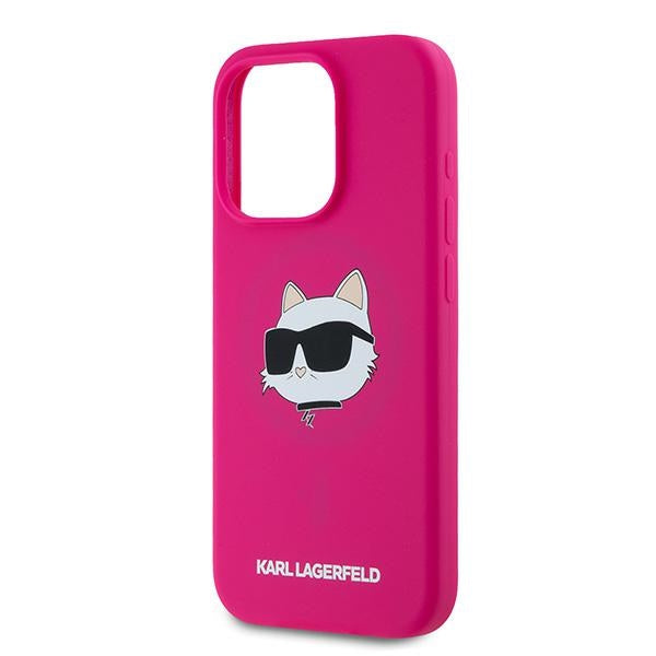 MagSafe Case for Apple iPhone 15 Pro, Karl Lagerfeld, Silicone Choupette's Head, Fuchsia