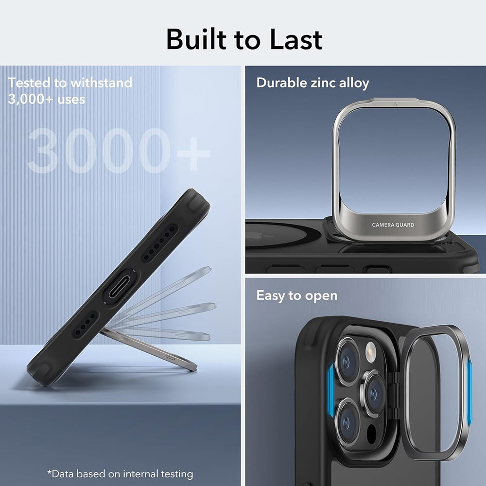 MagSafe Hülle für Apple iPhone 15 Pro Max, ESR, Classic Hybrid Kickstand, Schwarz Transparent