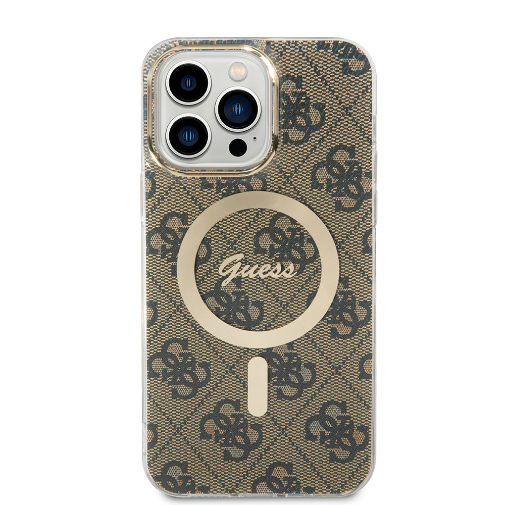 MagSafe Case for Apple iPhone 15 Pro Max, Guess, 4G IML, Brown GUHMP15XH4STW