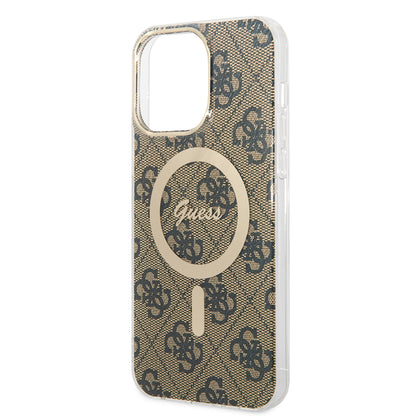MagSafe Case for Apple iPhone 15 Pro Max, Guess, 4G IML, Brown GUHMP15XH4STW