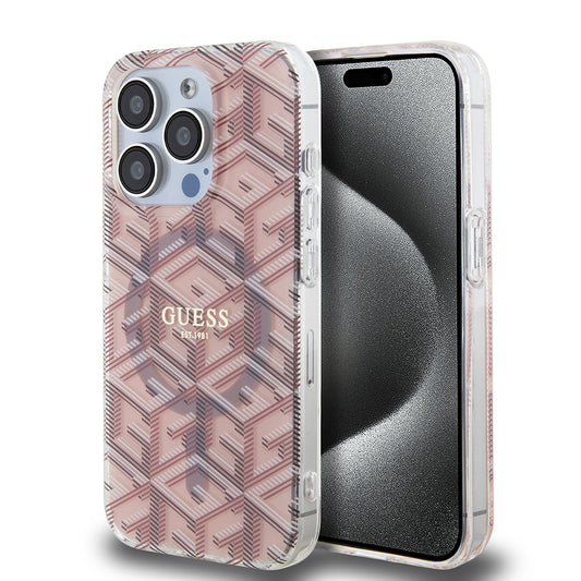 MagSafe Case for Apple iPhone 15 Pro Max, Guess, IML Gcube, Pink