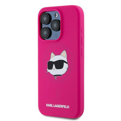 MagSafe Hülle für Apple iPhone 15 Pro Max, Karl Lagerfeld, Silikon Choupette's Head, Fuchsia