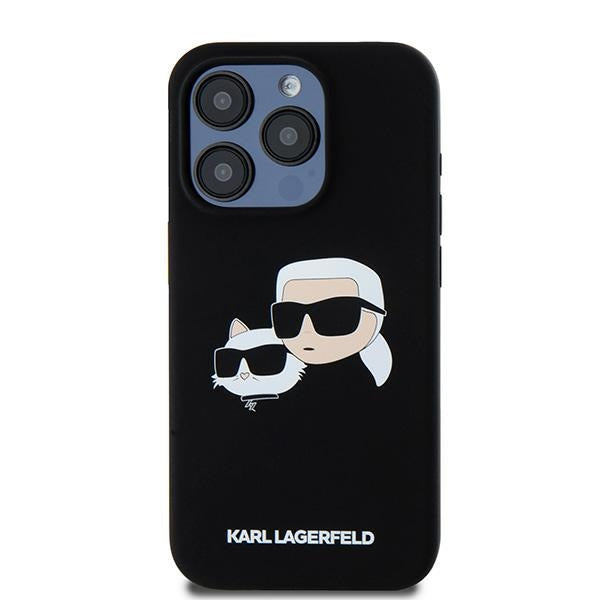 MagSafe Hülle für Apple iPhone 15 Pro Max, Karl Lagerfeld, Silikon Karl & Choupette, Schwarz