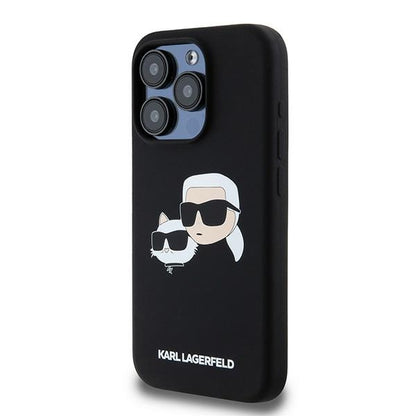 MagSafe Hülle für Apple iPhone 15 Pro Max, Karl Lagerfeld, Silikon Karl & Choupette, Schwarz