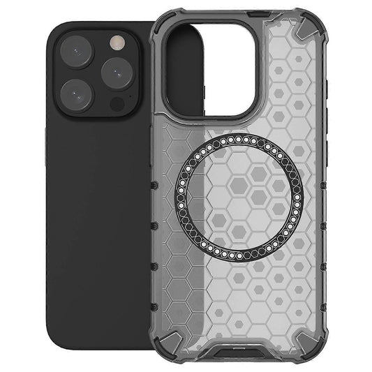 MagSafe-Hülle für Apple iPhone 15 Pro Max, Techsuit, HoneyComb Shield, Schwarz
