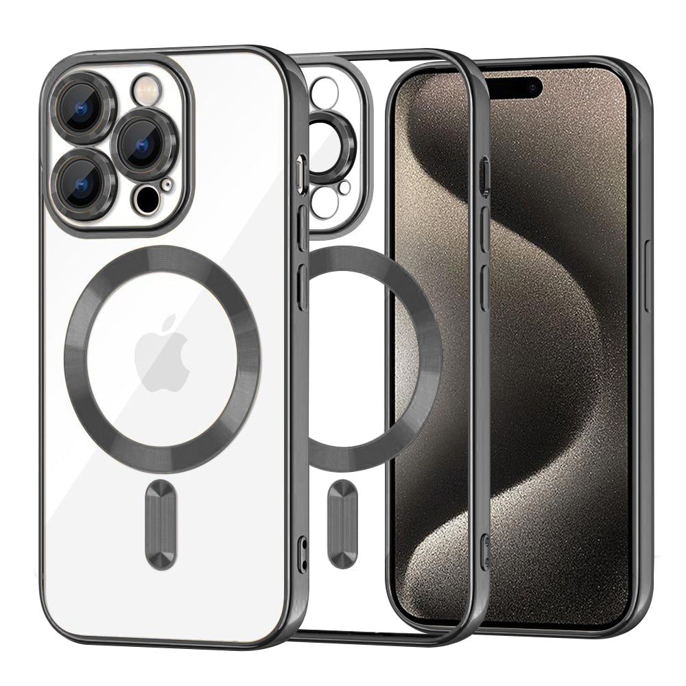 MagSafe Case for Apple iPhone 15 Pro Max, Techsuit, Luxury Crystal, Black