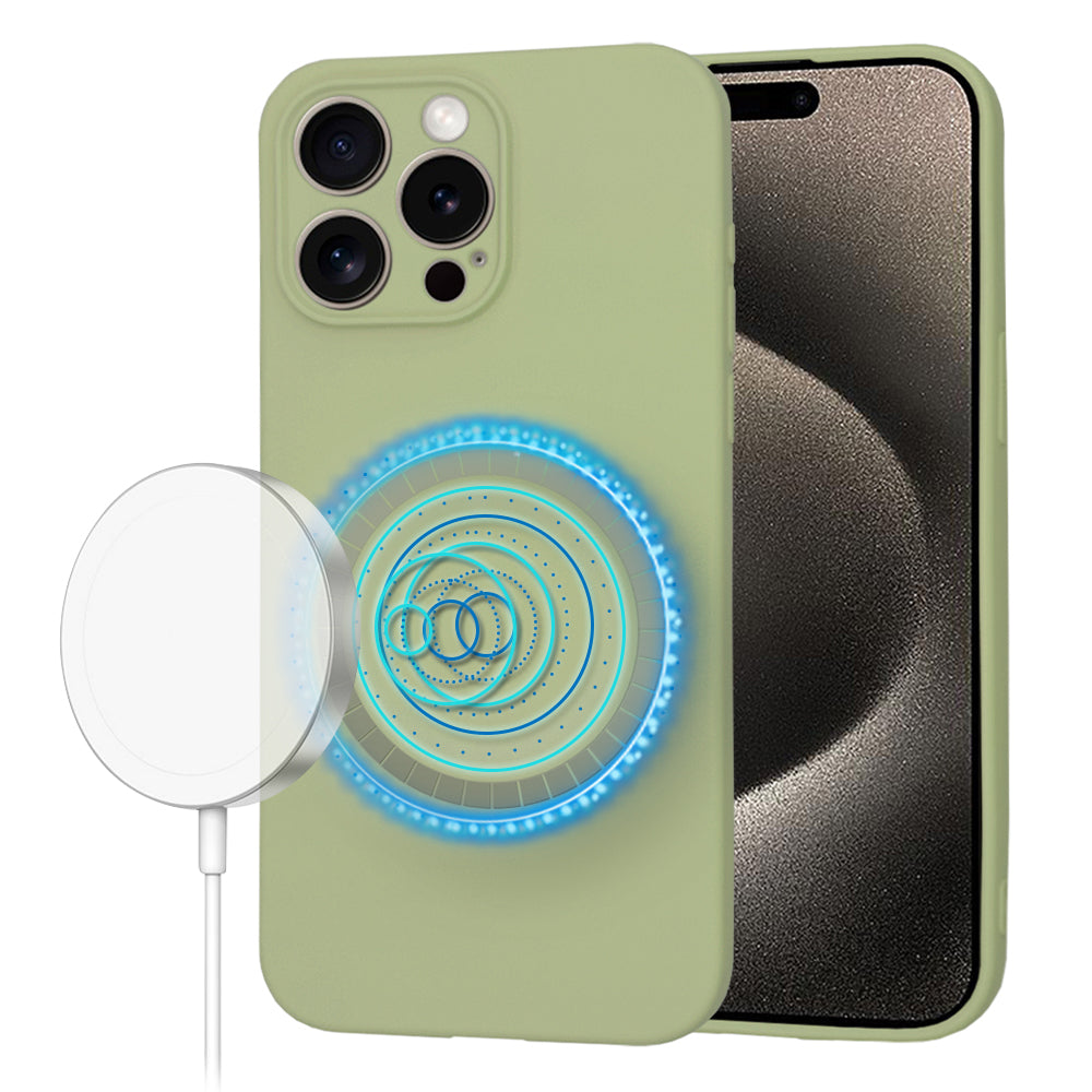 MagSafe Case for Apple iPhone 15 Pro Max, Techsuit, SoftFlex, Matcha