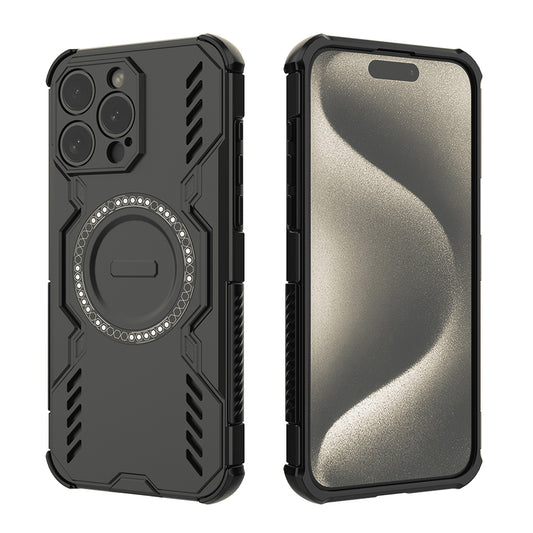 MagSafe-Hülle für Apple iPhone 15 Pro, Techsuit, ArmorMag, Schwarz
