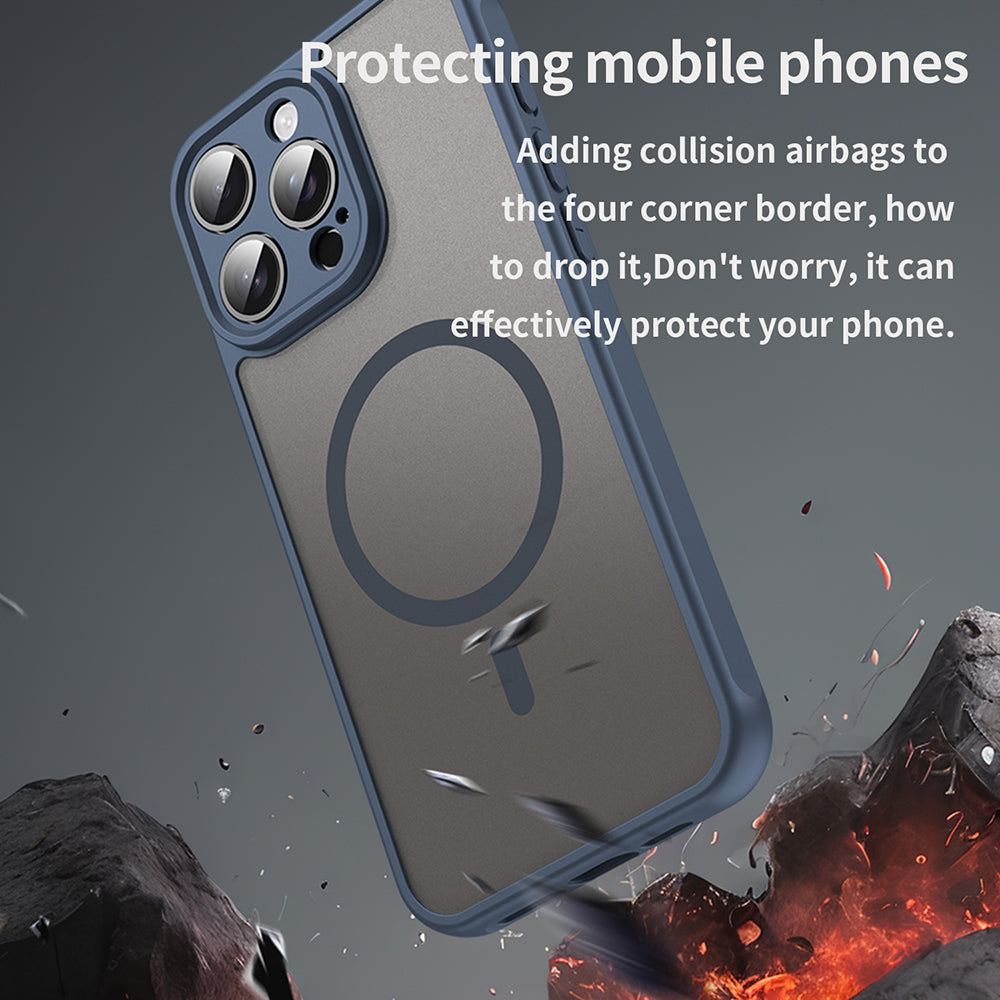 MagSafe-Hülle für Apple iPhone 15 Pro, Techsuit, HaloFrost II, Marineblau