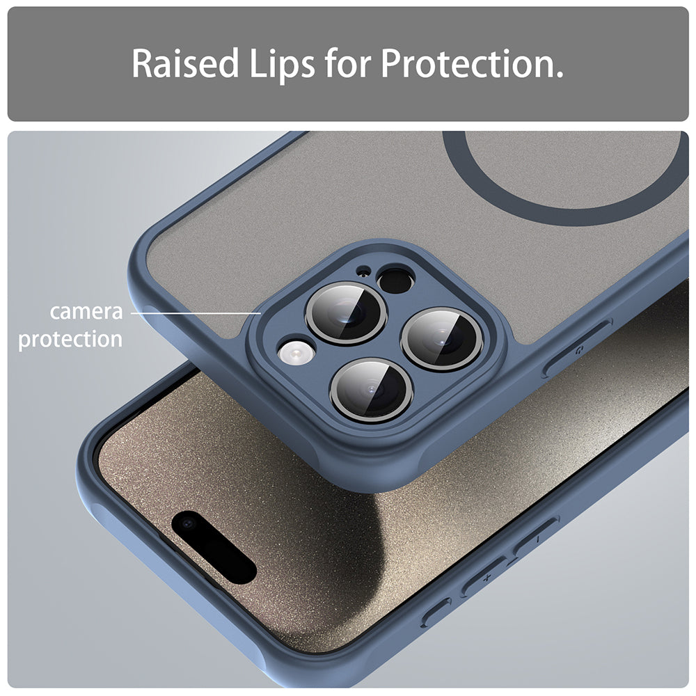 MagSafe-Hülle für Apple iPhone 15 Pro, Techsuit, HaloFrost II, Marineblau