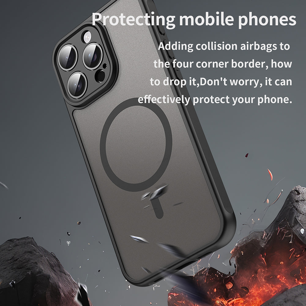 MagSafe-Hülle für Apple iPhone 15 Pro, Techsuit, HaloFrost II, Schwarz