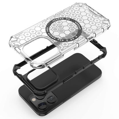 MagSafe-Hülle für Apple iPhone 15 Pro, Techsuit, HoneyComb Shield, Weiß