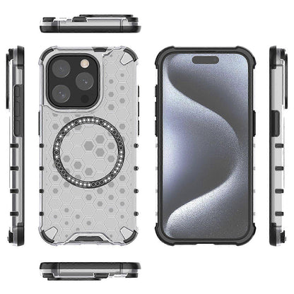 MagSafe-Hülle für Apple iPhone 15 Pro, Techsuit, HoneyComb Shield, Weiß