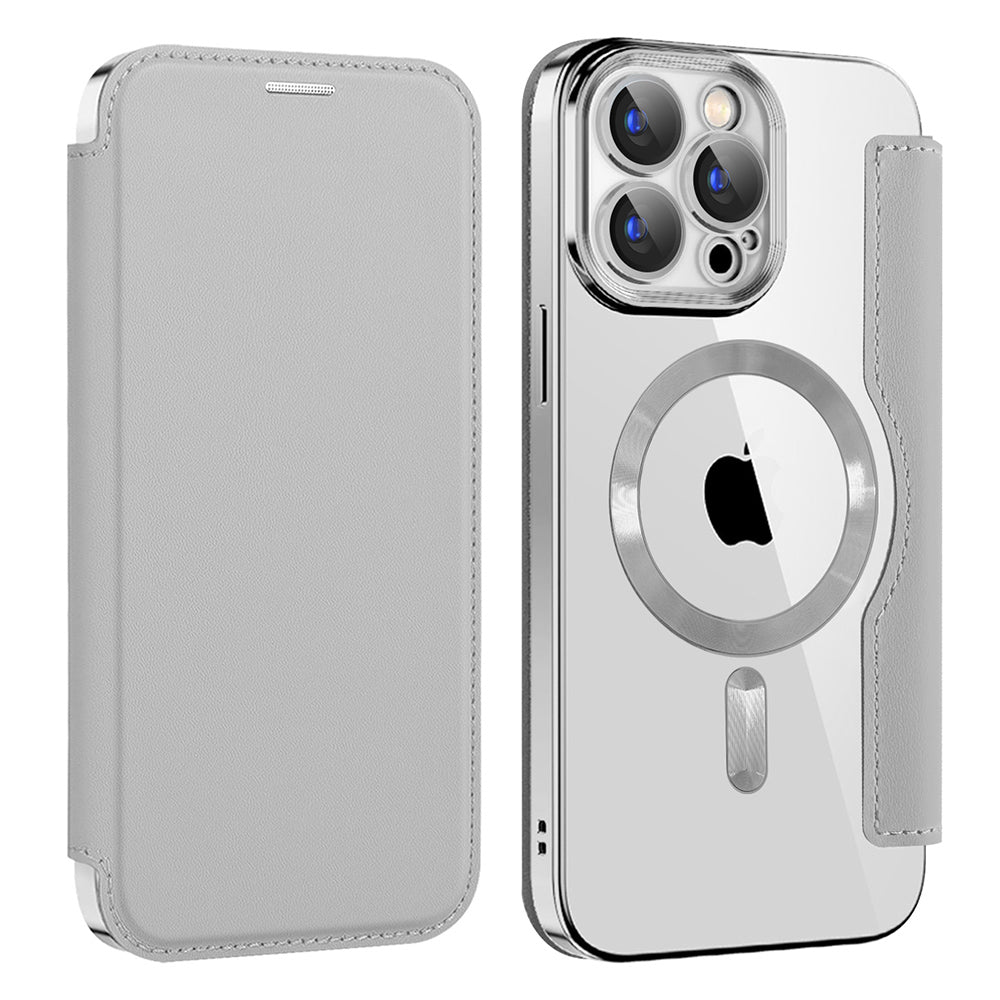 MagSafe-Hülle für Apple iPhone 15 Pro, Techsuit, SmartMag Book, Grau