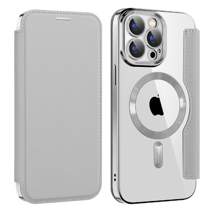 MagSafe-Hülle für Apple iPhone 15 Pro, Techsuit, SmartMag Book, Grau