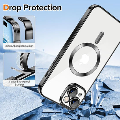 MagSafe Case for Apple iPhone 15, Techsuit, Luxury Crystal, Black
