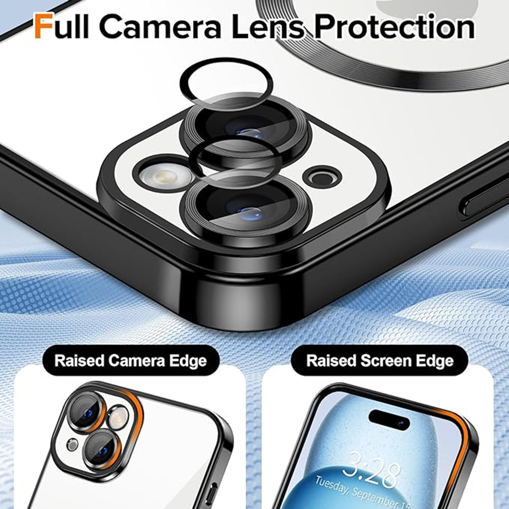 MagSafe Case for Apple iPhone 15, Techsuit, Luxury Crystal, Black